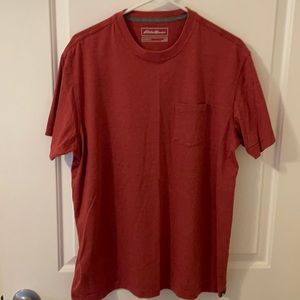 Men’s Large, red, Eddie Bauer pocket tshirt, legend wash